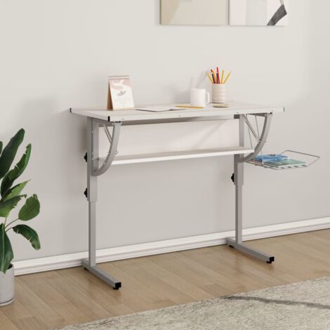 Bureau d'artisanat, Bureau d'ordinateur, Bureau informatique blanc et gris 110x53x(58-87) cm WFE261162 DESIGN IN