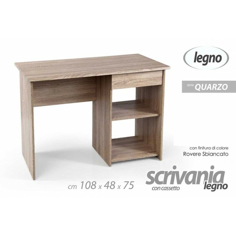 Bureau de chambre avec tiroir et compartiment latéral en chêne 108 cm Bureau de chambre avec tiroir et compartiment latéral en chêne 108 cm
