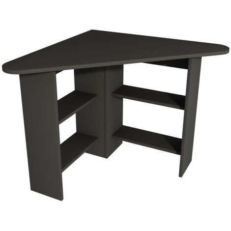 Bureau de coin 4 étagères Seredic L80xP80cm Anthracite