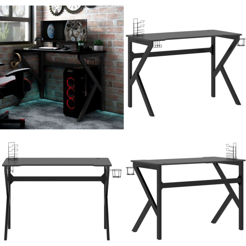 Bureau de jeu avec pieds en forme de K Noir 110x60x75 cm - bureau de jeu - bureaux de jeu - Home & Living - Noir