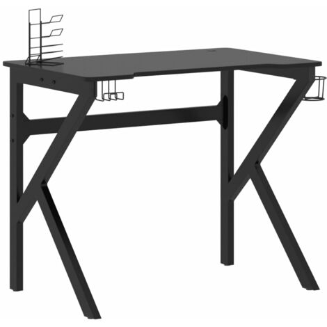 Bureau de jeu avec pieds en forme de K Noir 90x60x75