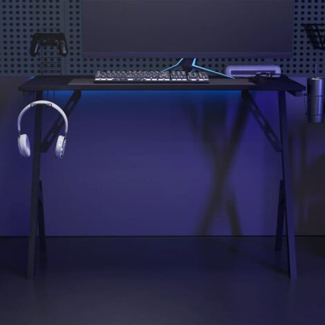 Bureau de jeu avec pieds en forme de Y-Table de Travail Noir 110x60x75 cm 399777