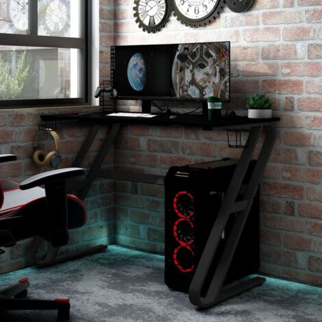 Bureau de jeu, Bureau d'ordinateur, Bureau informatique avec pieds en forme de ZZ Noir 90x60x75 cm WFE441258 DESIGN IN