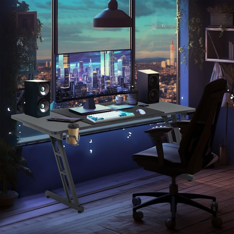 Uisebrt - Bureau de jeu 120 x 60 x 74 cm Avec surface en fibre de carbone Ergonomique Jusqu'à 150 kg pour chambre à coucher Bureau