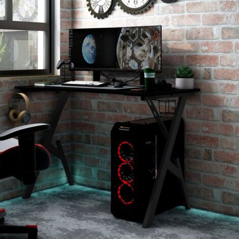 Bureau de jeu，Table de travail，Table d'étudeavec pieds en forme de Y Noir 90x60x75 cm CFW50801