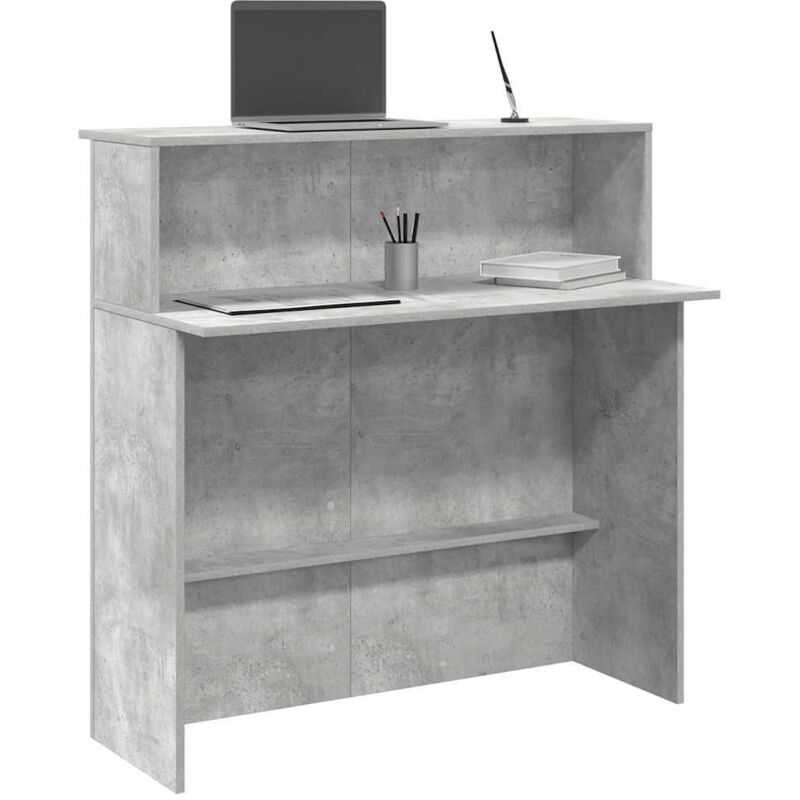 Bureau de réception gris béton 100x50x103,5cm bois d ingénierie