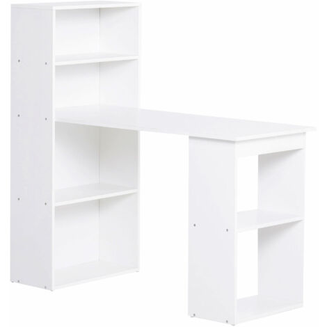 Bureau de travail avec étagère 120x55cm pour ordinateur, blanc