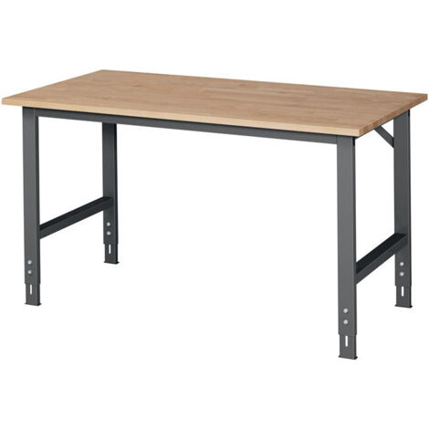 Bureau de travail Tom B1500xT800xH760-1080mm, plan de travail en hêtre, cadre anthracite