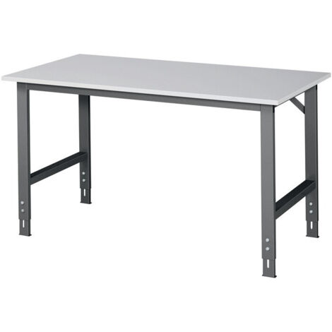 Bureau de travail Tom B1500xT800xH760-1080mm, plan de travail en mélaminé, cadre anthracite