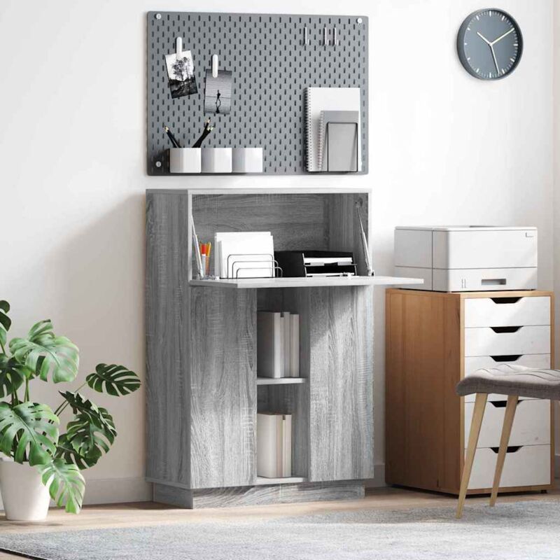 vidaXL Bureau Gris Sonoma Bois d'ingénierie 71.5 x 31.5 x 106.5 cm