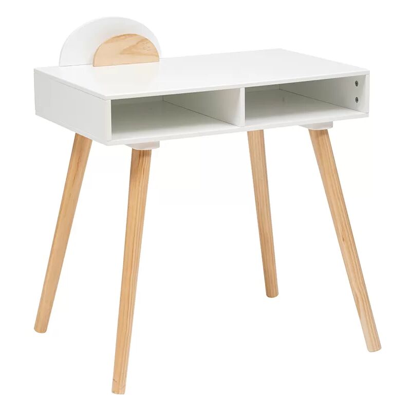 Bureau d'enfant primaire en MDF / pin coloris blanc/naturel - Longueur 87 x Profondeur 47 x Hauteur 75 cm