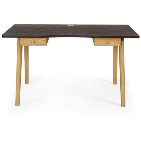Bureau Design 2 Tiroirs "Nice" 140cm Chêne & Noir
