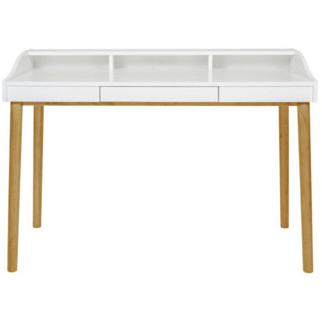 Bureau Design 3 Tiroirs "Lindenhof" 120cm Blanc & Chêne