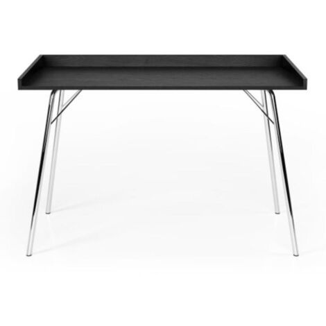 Bureau Design en Bois "Rayburn" 115cm Noir & Chrome