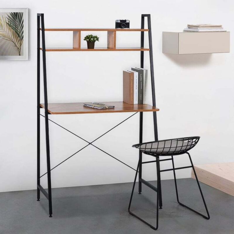 Bureau design industriel minimaliste avec étagères 84x142 Cactus Bureau design industriel minimaliste avec étagères 84x142 Cactus