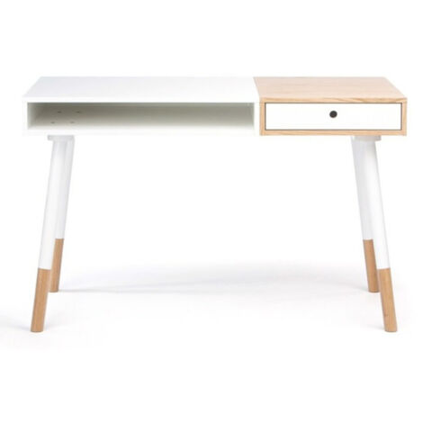 Bureau Design "Sonnenblick" 120cm Blanc & Chêne