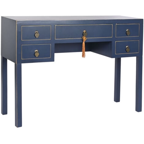 Bureau DKD Home Decor Bleu Doré Métal Pin Bois MDF 110 x 35 x 78 cm