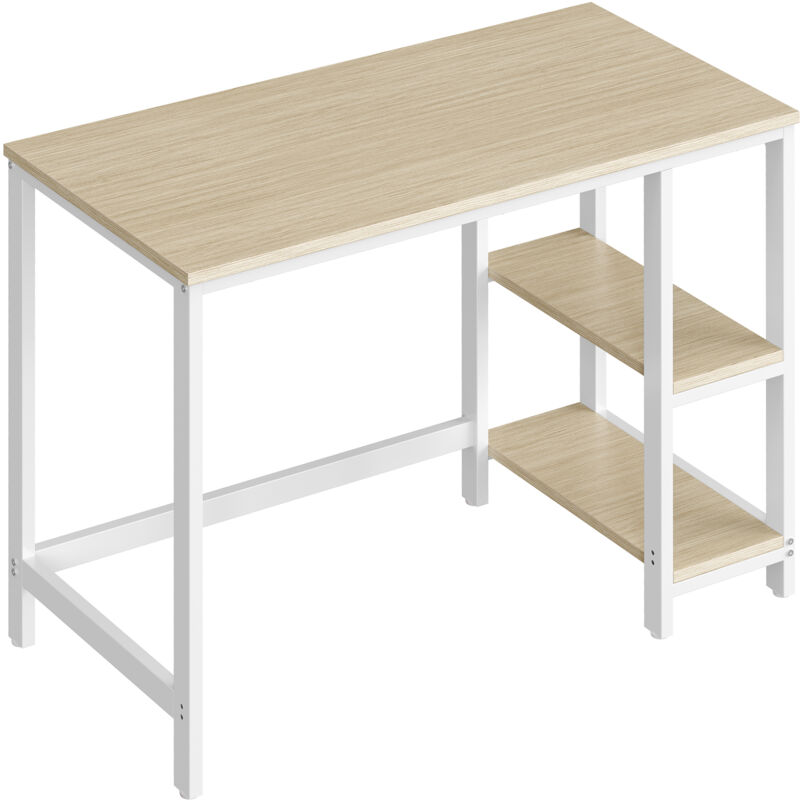 Vasagle - Bureau avec Rangement, Table d'Ordinateur, avec 2 Étagères Réversibles, Poste de Travail, pour Télétravail, Salon, Cadre en Acier, Style