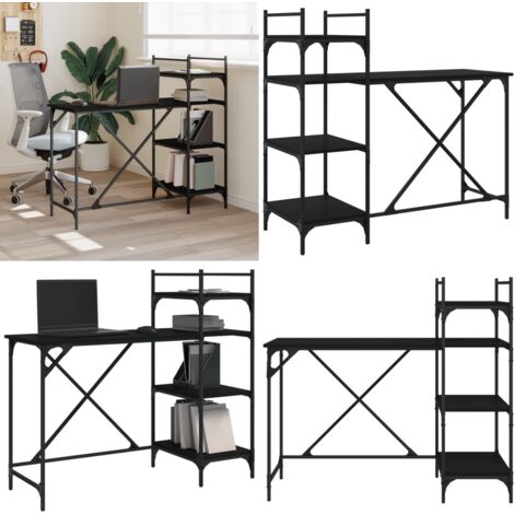 Bureau d'ordinateur avec étagères noir 120x47x109 cm - Bureau Ordinateur - Meuble De Bureau - Bureau Design - Bureau Moderne - Bureau Avec Étagère - Home & Living