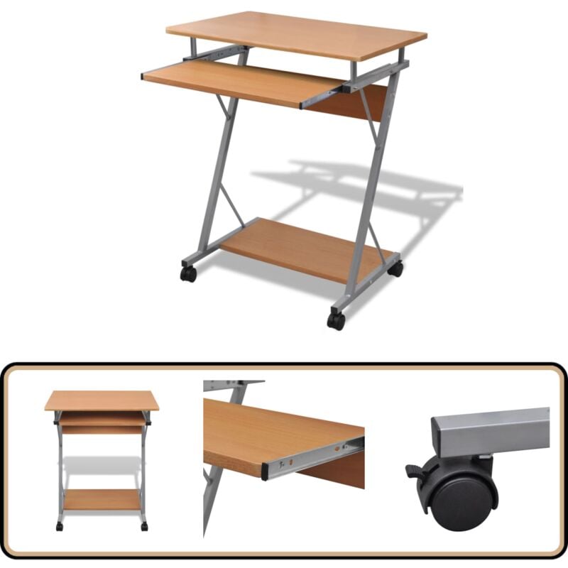 Vidaxl - Bureau d'ordinateur avec plateau à clavier coulissant Marron - Bureau Informatique - Bureau Compact - Bureau Design - Meuble De Bureau