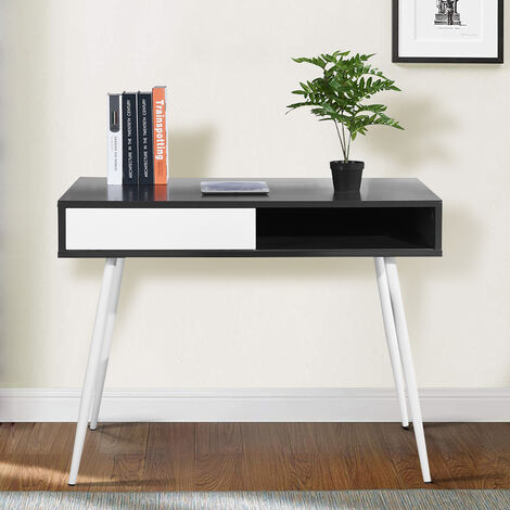 Bureau d'ordinateur Bicolore Simple 100x58x77cm noir avec bureau en métal 5379
