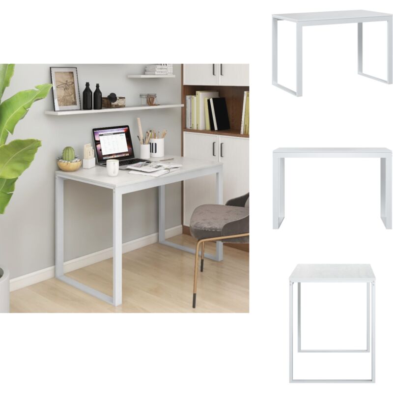 Vidaxl - Bureau d'ordinateur Blanc 110x60x73 cm Aggloméré - Bureau Informatique - Bureau Design - Bureau Blanc - Bureau Industriel - Meubles De Bureau