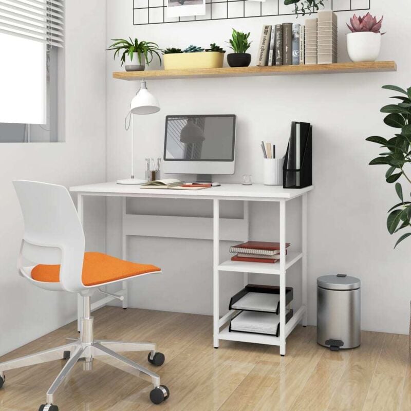 Vidaxl - Bureau d'ordinateur avec 2 compartiments latéraux ouverts disponibles en différentes couleurs Couleur : Blanc