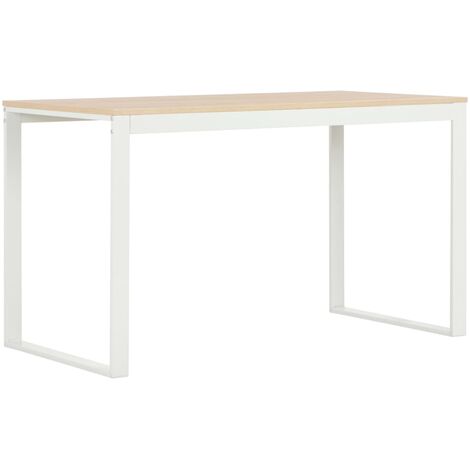 vidaXL Bureau Blanc et Chêne Sonoma Aggloméré Table d/'Ordinateur Informatique