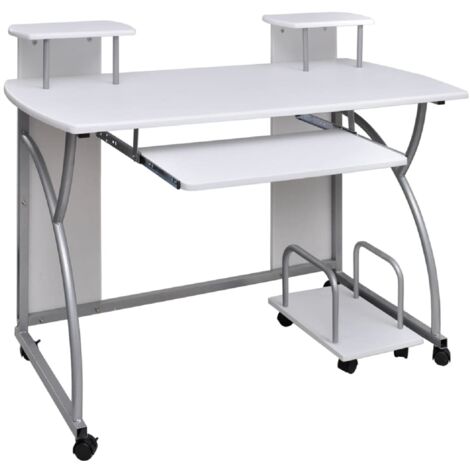 Bureau d'ordinateur, Bureau informatique Blanc 110x52x88,5 cm Bois d’ingénierie WFE910890 DESIGN IN