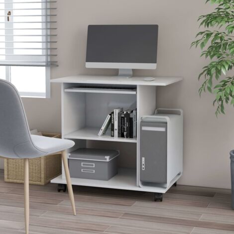 Bureau d'ordinateur  Bureau informatique Blanc 80x50x75 cm Aggloméré 25657