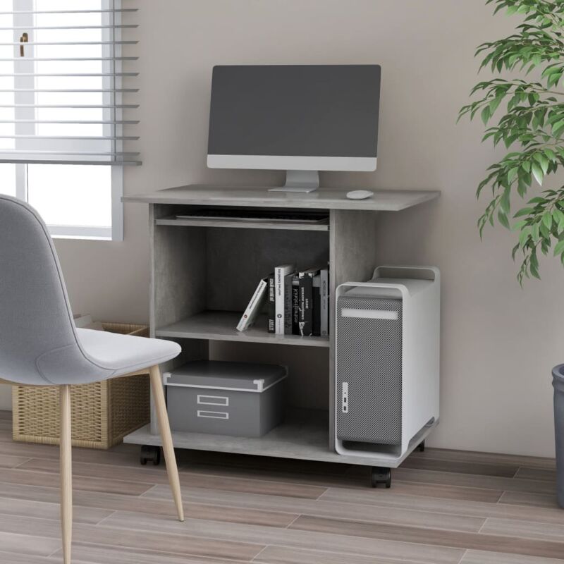 Maison Chic - Bureau d'ordinateur Bureau informatique Gris béton 80x50x75 cm Aggloméré 66497