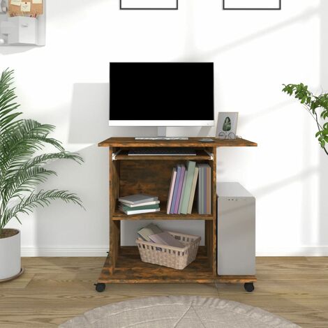 Bureau d'ordinateur Bureau Informatique Table de Travail Chêne fumé 80x50x75 cm Bois d'ingénierie BZRNR983818