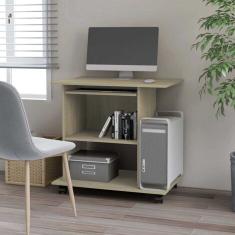Bureau d'ordinateur Bureau Informatique Table de Travail Chêne sonoma 80x50x75 cm Aggloméré BZRNR893597