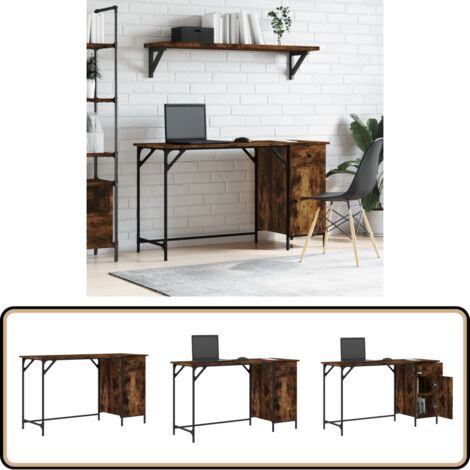 Bureau d'ordinateur chêne fumé 131x48x75 cm bois d’ingénierie - Bureau Informatique - Bureau Design - Bureau Moderne - Bureau Chêne - Meuble De Bureau