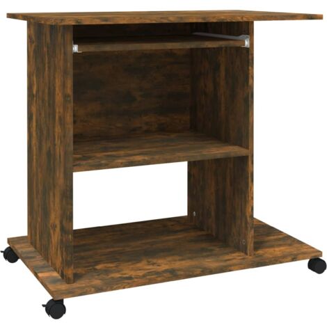 Bureau d'ordinateur Chêne fumé 80x50x75 cm Bois d'ingénierie