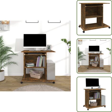 Bureau d'ordinateur Chêne fumé 80x50x75 cm Bois d'ingénierie - Bureau Informatique - Bureau D'ordinateur - Bureau Design - Meuble De Bureau - Bureau Compact
