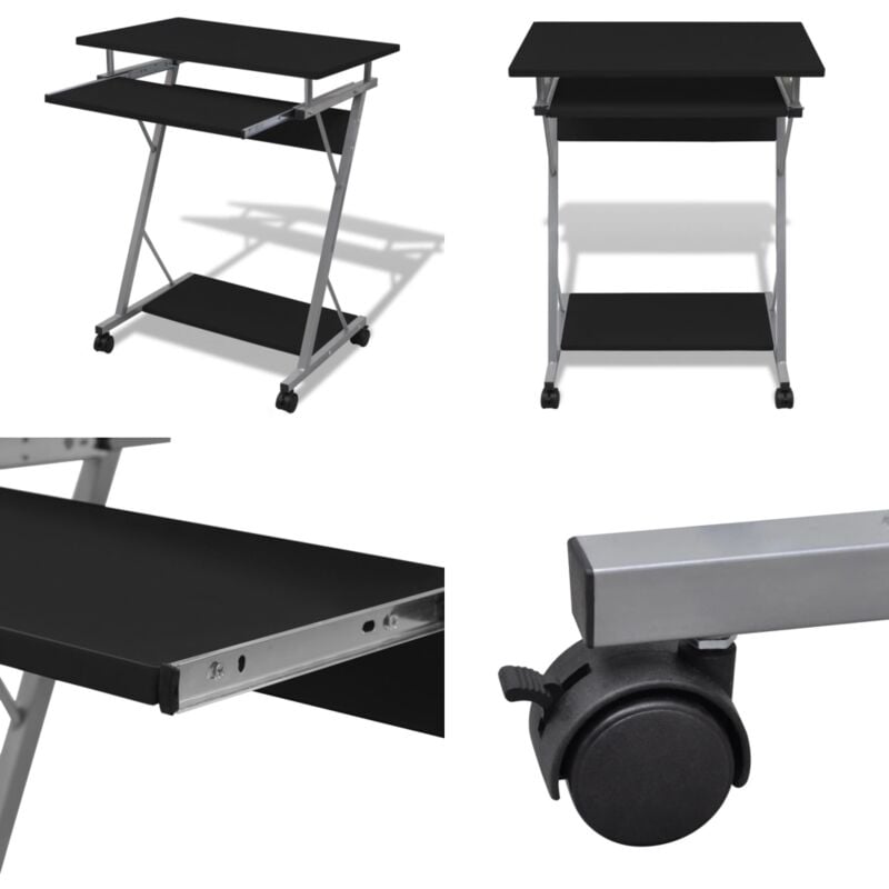 Vidaxl - Bureau d'ordinateur compact avec plateau à clavier Noir - Bureau Informatique - Bureau Compact - Bureau Design - Meuble De Bureau - Espace