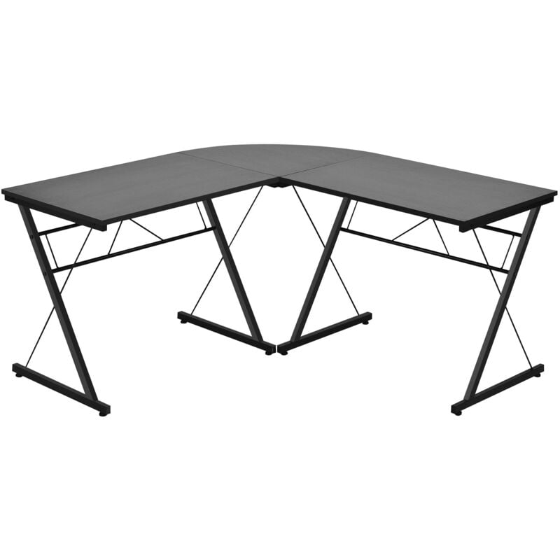 Helloshop26 - Bureau d'ordinateur en forme de l détachable à angle réversible 150x150x76cm noir