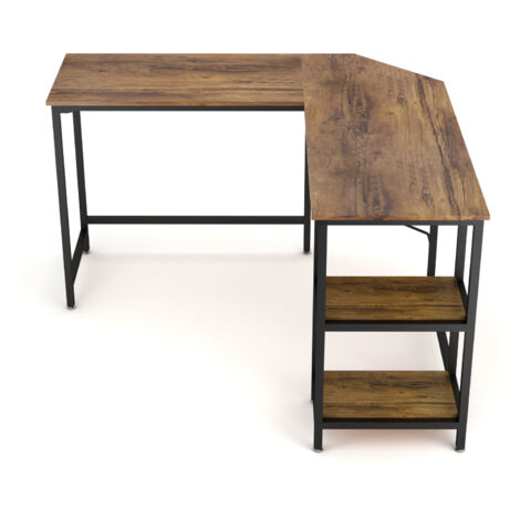 bureau d'ordinateur en forme de l, station de travail pour ordinateur avec tablettes