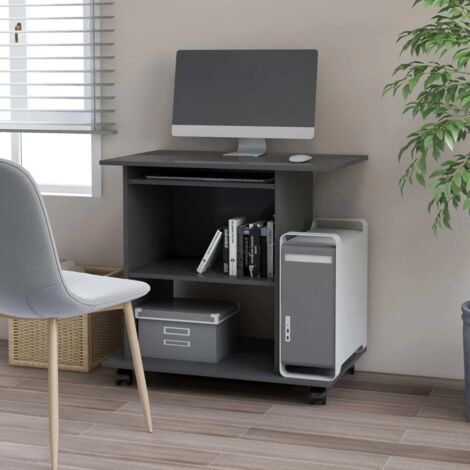 Bureau d'ordinateur Gris 80x50x75 cm
