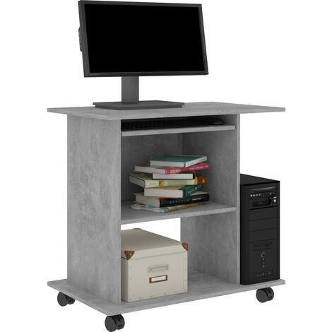 Bureau d'ordinateur Gris béton 80x50x75