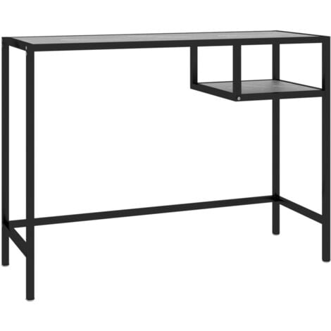 Bureau d'ordinateur Marbre noir 100x36x74 cm Verre trempé