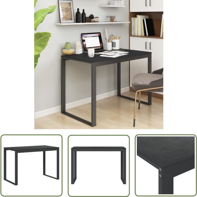 Devenirriche - The Living Store Bureau d'ordinateur Noir 110x60x73 cm Bois d'ingénierie - Bureau Ordinateur - Bureau Design - Bureau Noir - Bureau