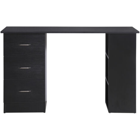 Bureau d'ordinateur noir 120x50 cm avec étagères et tiroirs, table informatique rangement pour petit espace chambre