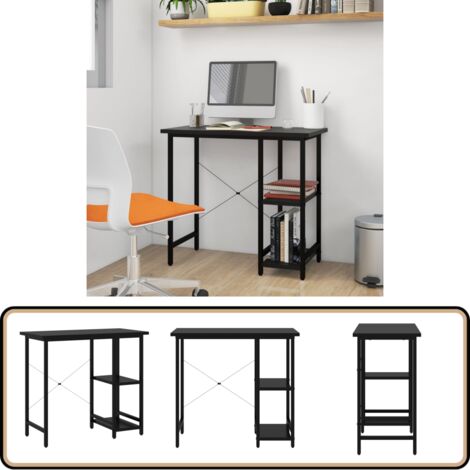 Bureau d'ordinateur Noir 80x40x72 cm MDF et métal - Bureau Informatique - Bureau D'ordinateur - Bureau Moderne - Bureau Industriel - Mobilier De Bureau