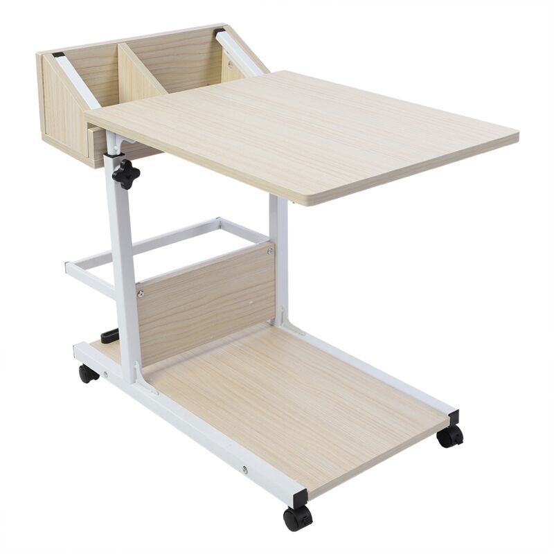 Treetalk - Bureau d'ordinateur portable amovible multifonctionnel portable avec roues tiroir lit canapé livres collation(blanc)