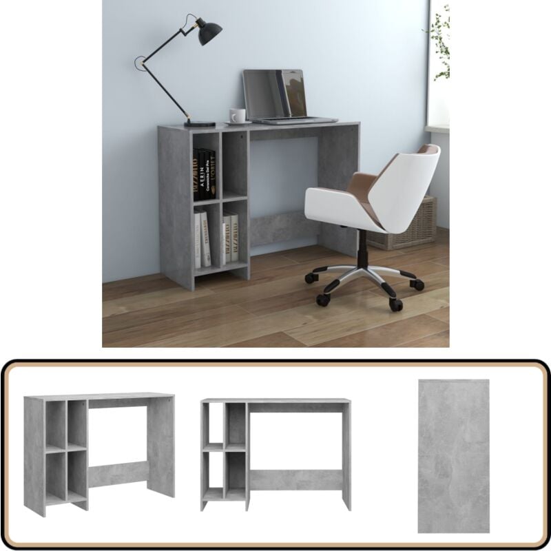 Vidaxl - Bureau d'ordinateur portable gris béton bois d'ingénierie - Bureau Ordinateur Portable - Bureau Design - Bureau Compact - Bureau Rangement