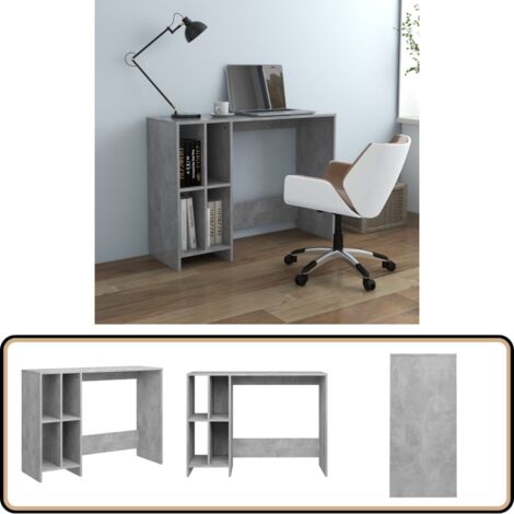 Bureau d'ordinateur portable gris béton bois d'ingénierie - Bureau Ordinateur Portable - Bureau Design - Bureau Compact - Bureau Rangement - Meuble Bureau