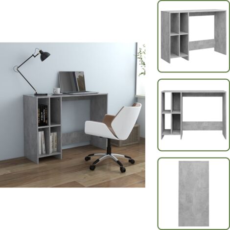 Bureau d'ordinateur portable gris béton bois d'ingénierie - Bureau Ordinateur Portable - Bureau Design - Bureau Compact - Bureau Rangement - Meuble Bureau