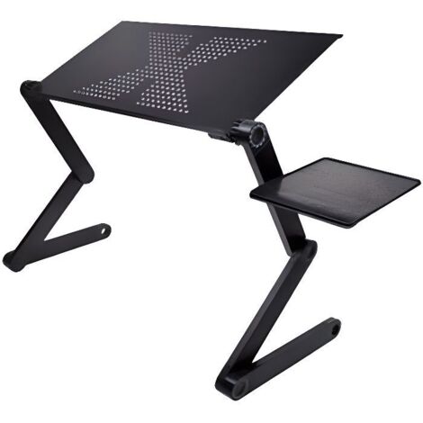 Bureau d’ordinateur portable pliable reglable Table Stand plateau d’ordinateur pour lit canape noir